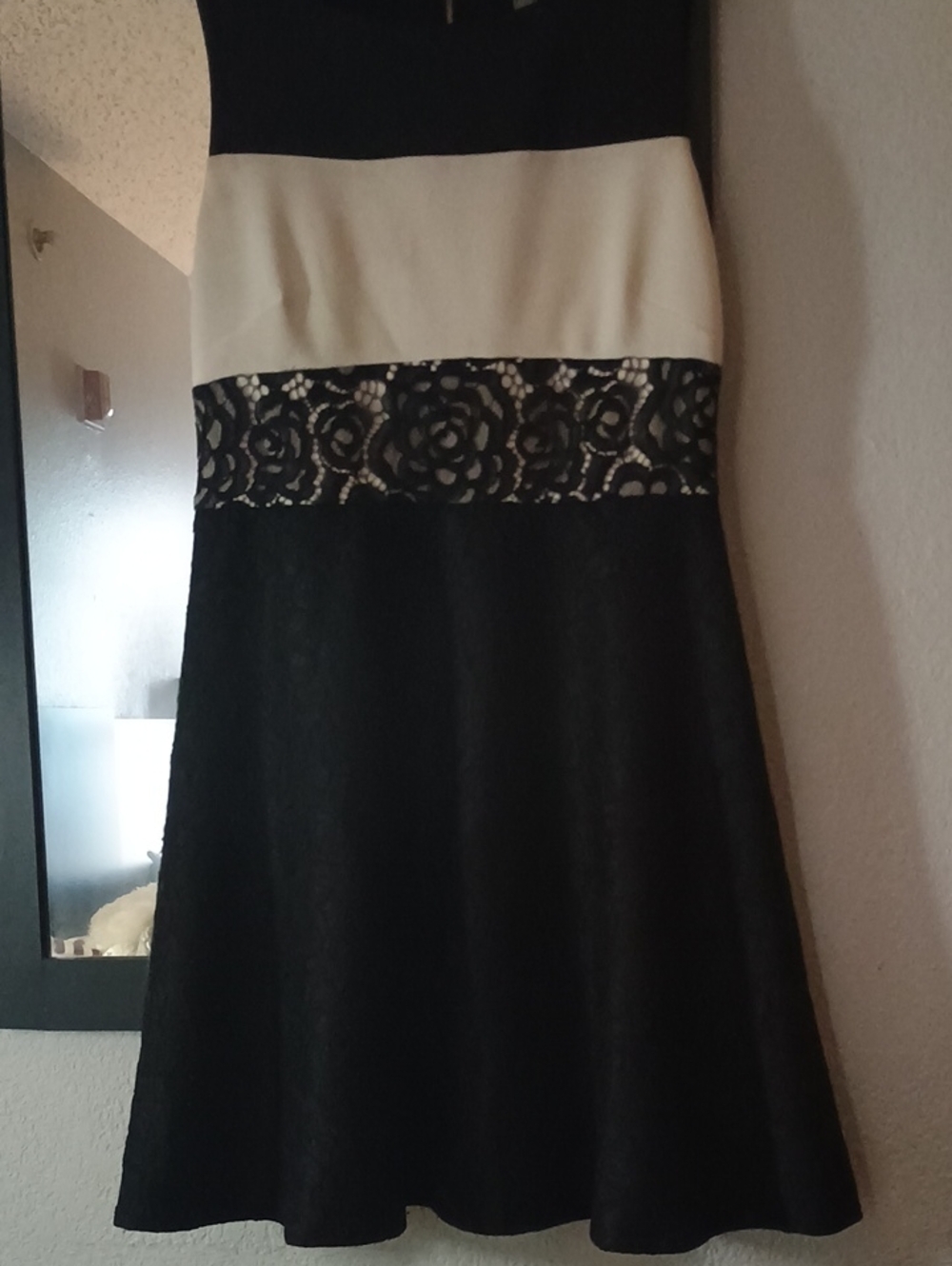 Karl Lagerfeld Black and White Lace Midi Dress